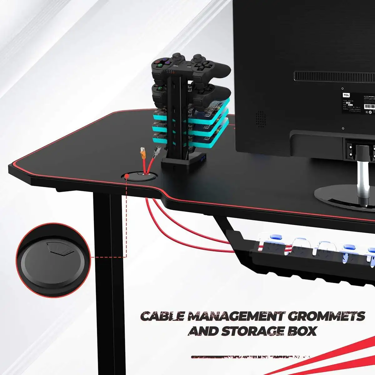 260lbs 55-inch E-sports Gaming Desk T-shaped Office Study Computer Desk Workstation Home Furniture Can Hold Up to 3 Monitors
260lbs 55-inch E-sports Gaming Desk T-shaped Office Study Computer Desk Workstation Home Furniture Can Hold Up to 3 Monitors