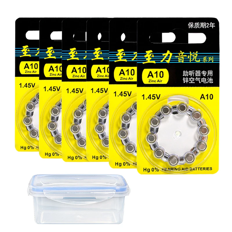 

60 pcs Hearing Aid Batteries 10 a10 10a p10 pr70 PR536 Zinc Air Battery 1.45V for CIC Complete In Canal or mini BTE Hearing Aids