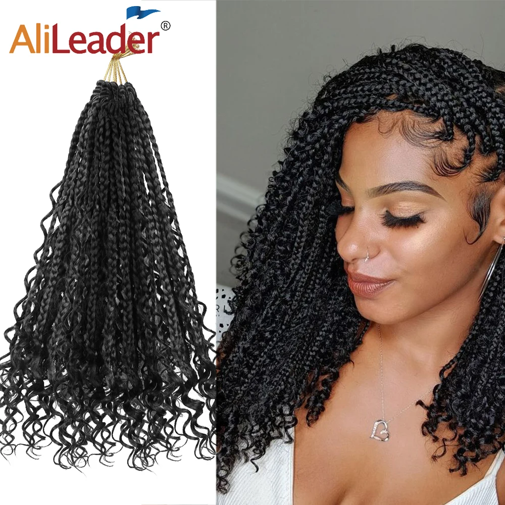 

New Goddess Box Braids Synthetic Bohemian Box Braiding With Passion Twist Hair 14 Inches Crochet Hair Messy Braid With Curly End