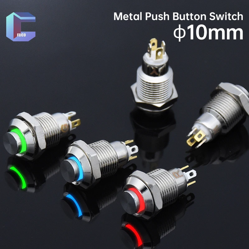 10mm Metal Push Button Switch With High Head Ring LED Annular Momentary Latching 1NO Nickel-Plated Used for Mini Current
10mm Metal Push Button Switch With High Head Ring LED Annular Momentary Latching 1NO Nickel-Plated Used for Mini Current