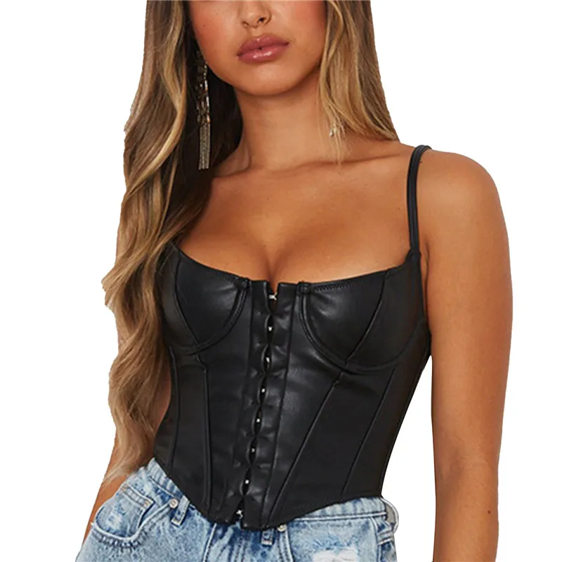 2023 Girl's Punk Condole Belt PU Leather Short Vest Temperament Slim Body Wear Sexy Club Women Camisole 3 Color Wholesale
2023 Girl's Punk Condole Belt PU Leather Short Vest Temperament Slim Body Wear Sexy Club Women Camisole 3 Color Wholesale