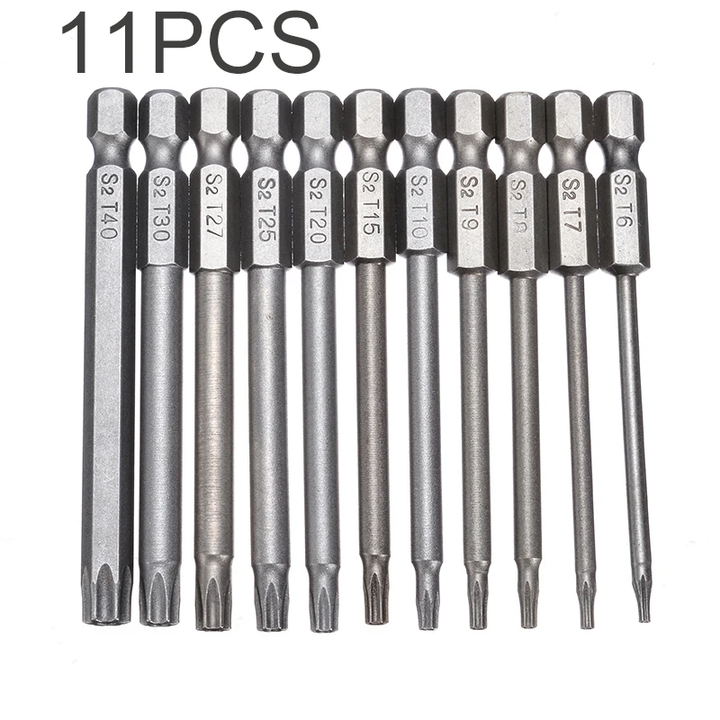 11pcs 75mm Magnetic Screwdriver Bit S2 Steel Torx Head T6-T40 1/4 Inch Hex Shank Bolt Driver
11pcs 75mm Magnetic Screwdriver Bit S2 Steel Torx Head T6-T40 1/4 Inch Hex Shank Bolt Driver