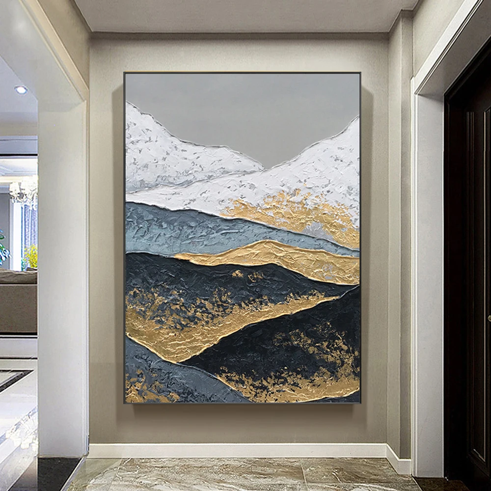 100% Hand-painted oil painting Himalayas abstract obsidian snow mountain black and white gold canvas painting living room decor
100% Hand-painted oil painting Himalayas abstract obsidian snow mountain black and white gold canvas painting living room decor
