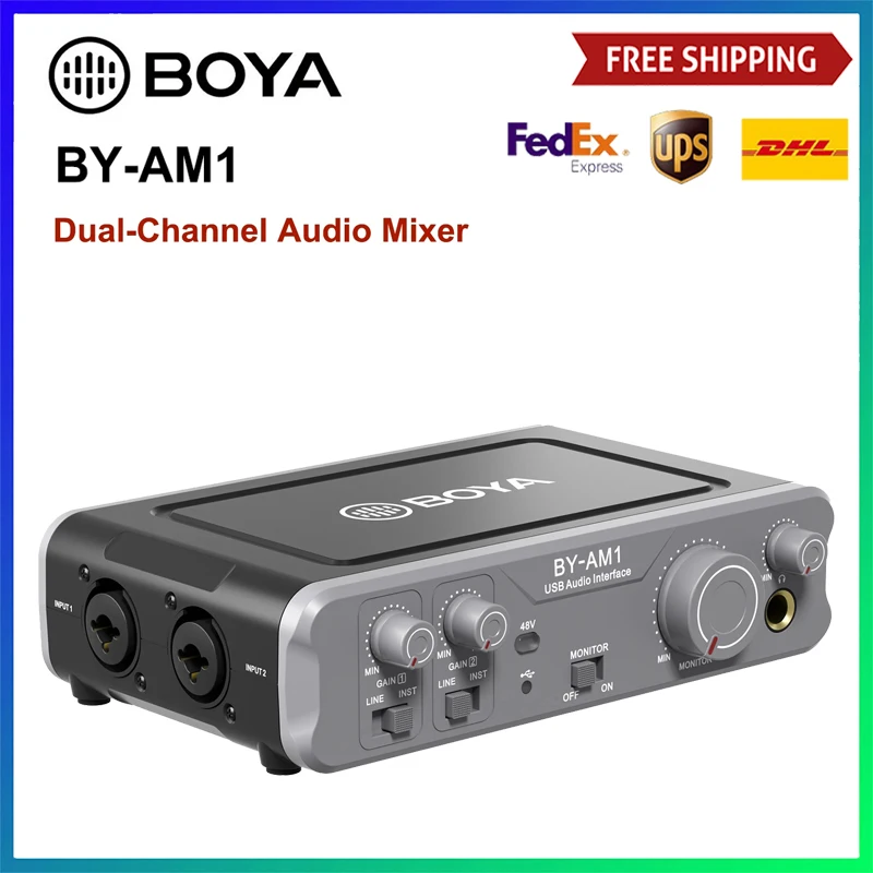 Двухканальный аудиомикшер BOYA BY-AM1, USB-аудио 6,35 мм/XLR, комбинированные входы для видеозаписи, компьютеров, ноутбуков, гитарных микрофонов
Двухканальный аудиомикшер BOYA BY-AM1, USB-аудио 6,35 мм/XLR, комбинированные входы для видеозаписи, компьютеров, ноутбуков, гитарных микрофонов