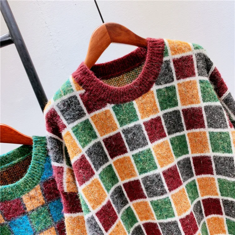 2020 Women Autumn O-Neck Sweater Long Sleeve Plaid Women Warm Sweater Fashion Winter Casual Women Pullovers Pull Femme
2020 Women Autumn O-Neck Sweater Long Sleeve Plaid Women Warm Sweater Fashion Winter Casual Women Pullovers Pull Femme