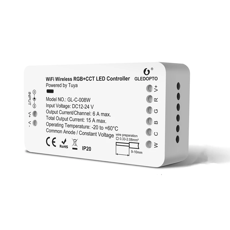 GLEDOPTO Wifi LED Controller RGBCCT Tuya Smart Life App Control For RGB Warm Cold White Dimmable Strip Light (No Hub Require)
GLEDOPTO Wifi LED Controller RGBCCT Tuya Smart Life App Control For RGB Warm Cold White Dimmable Strip Light (No Hub Require)