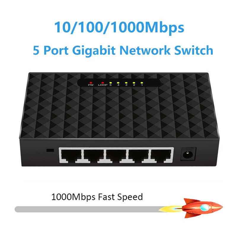 Штепсельная Вилка европейского стандарта Gigabit Mini 5 Порты и разъёмы настольный