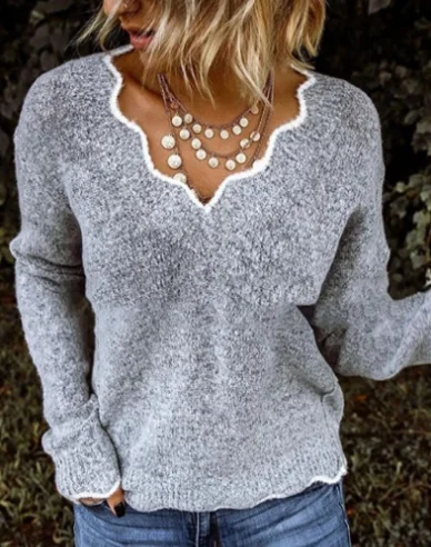 Autumn Elegant Long Sleeve Women V-Neck Knitting Top Cute Casual Solid Pullover Sweater
Autumn Elegant Long Sleeve Women V-Neck Knitting Top Cute Casual Solid Pullover Sweater