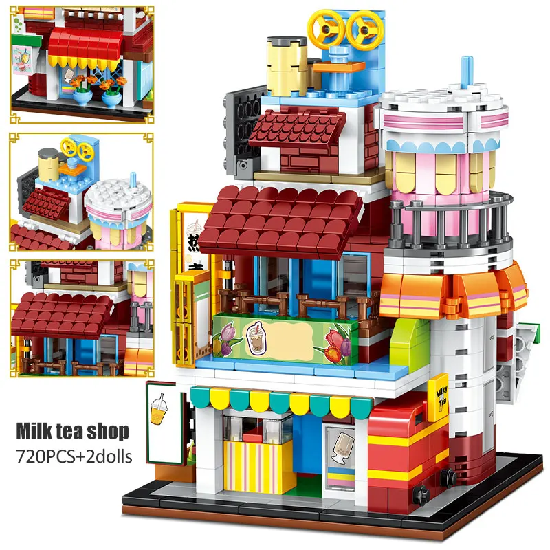 City Street View Mini Ramen House Milk Tea Store Architecture Building Blocks Friends DIY Figures Bricks Toys for Girls Gifts 
City Street View Mini Ramen House Milk Tea Store Architecture Building Blocks Friends DIY Figures Bricks Toys for Girls Gifts