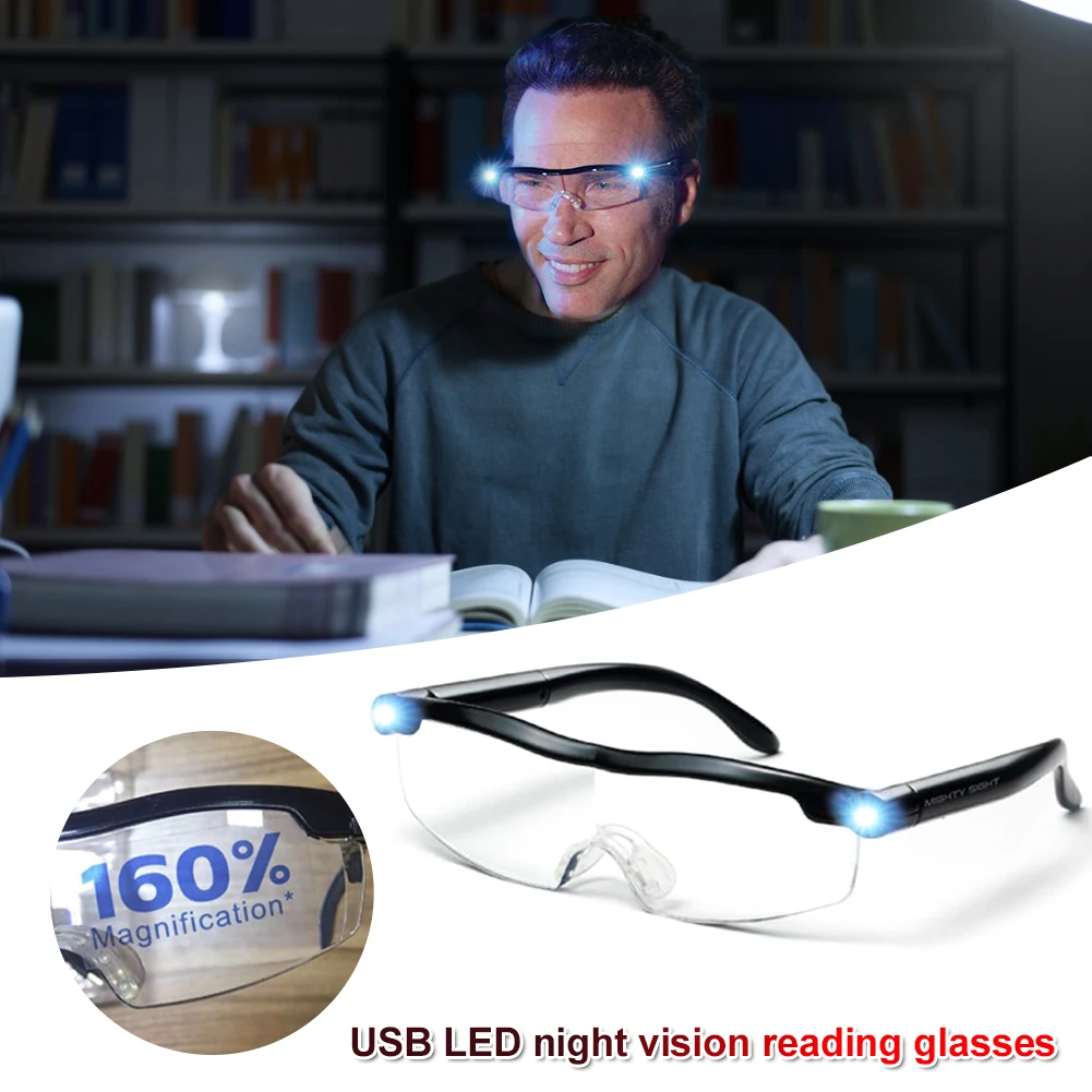 USB Mighty Sight LED Light Glasses Presbyopia Magnifier Luminous Night Vision Magnifying Eyewear Glasses 160% Magnification CSV
USB Mighty Sight LED Light Glasses Presbyopia Magnifier Luminous Night Vision Magnifying Eyewear Glasses 160% Magnification CSV