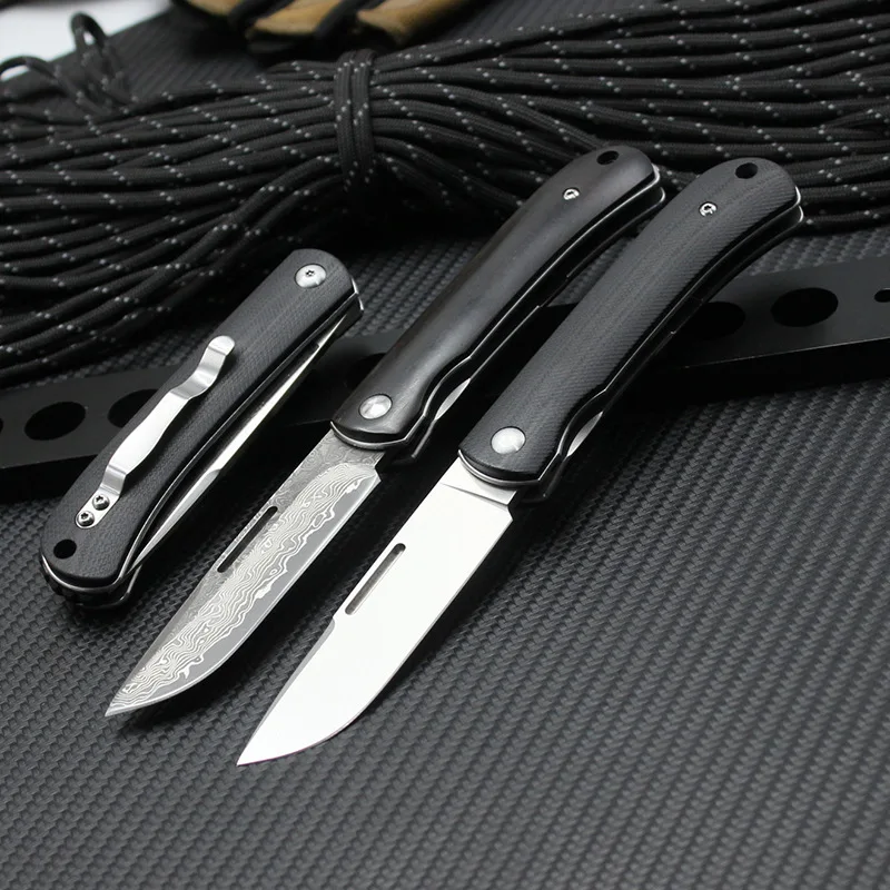 Складной нож Tunafire GT962 ручка из черного дерева дамасское лезвие карманные