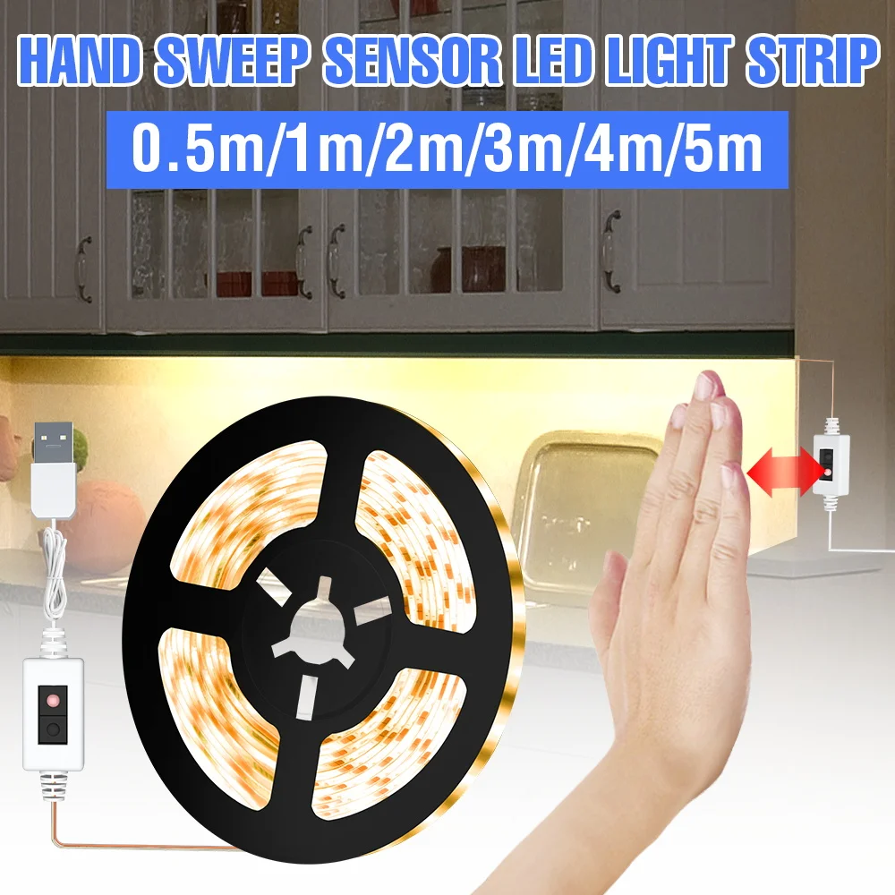 Hand Sweep Sensor LED Light Strip USB 5V Flexible Lamp Tape 2835 Wardrobe Lighting 0.5M 1M 2M 3M 4M 5M Waterproof Tira BackLight
Hand Sweep Sensor LED Light Strip USB 5V Flexible Lamp Tape 2835 Wardrobe Lighting 0.5M 1M 2M 3M 4M 5M Waterproof Tira BackLight