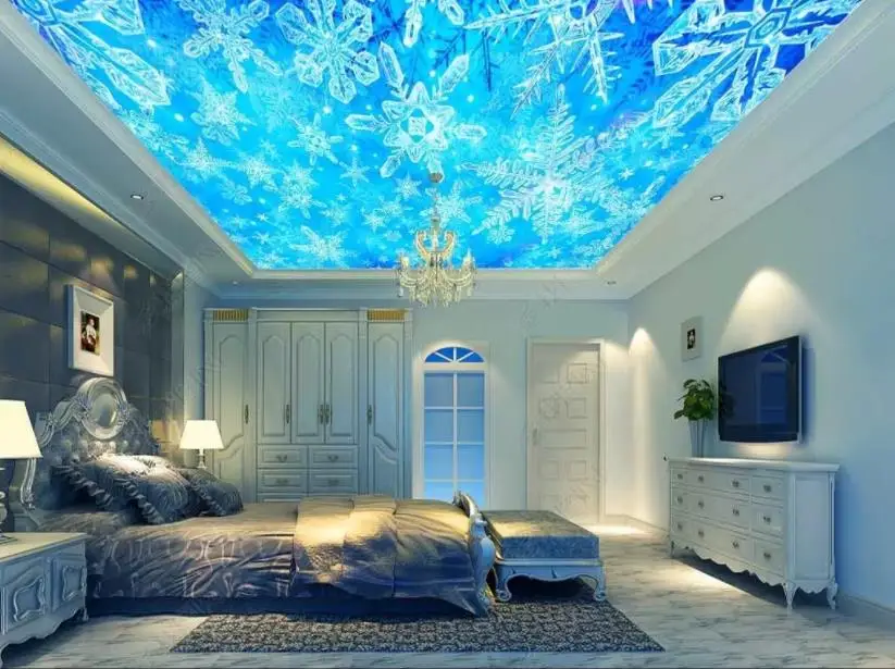

3D потолочные Настенные фото фрески спальня гостиная обои для стен потолок фантазия небо Кристалл снежинки на обои роспись 3d