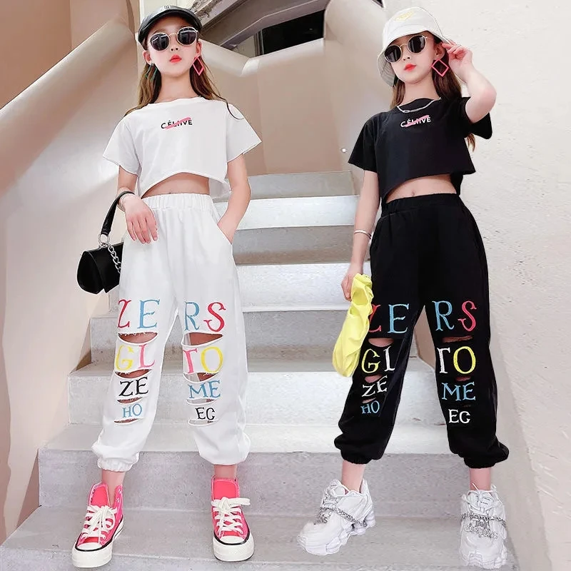 2022 Summer girls 2 pcs set baby tee shirt + pants kids tracksuits children hop hip activewear holes letter striped 5 to 12 yrs
2022 Summer girls 2 pcs set baby tee shirt + pants kids tracksuits children hop hip activewear holes letter striped 5 to 12 yrs