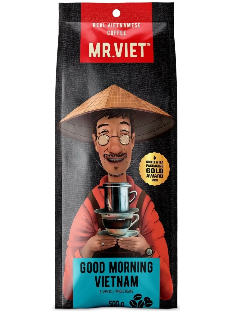 Кофе Mr. Viet "Good morning Vietnam" натуральный жареный в зернах 500 гр|Кофе зернах| |