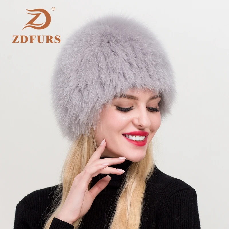 Женская зимняя шапка ZDFURS * из натурального Лисьего меха эластичная теплая мягкая