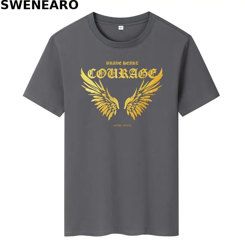 SWENEARO new summer T-shirt men's 100% pure cotton gold wings printed T-shirt men's casual O-neck short-sleeved brand T-shirt
SWENEARO new summer T-shirt men's 100% pure cotton gold wings printed T-shirt men's casual O-neck short-sleeved brand T-shirt