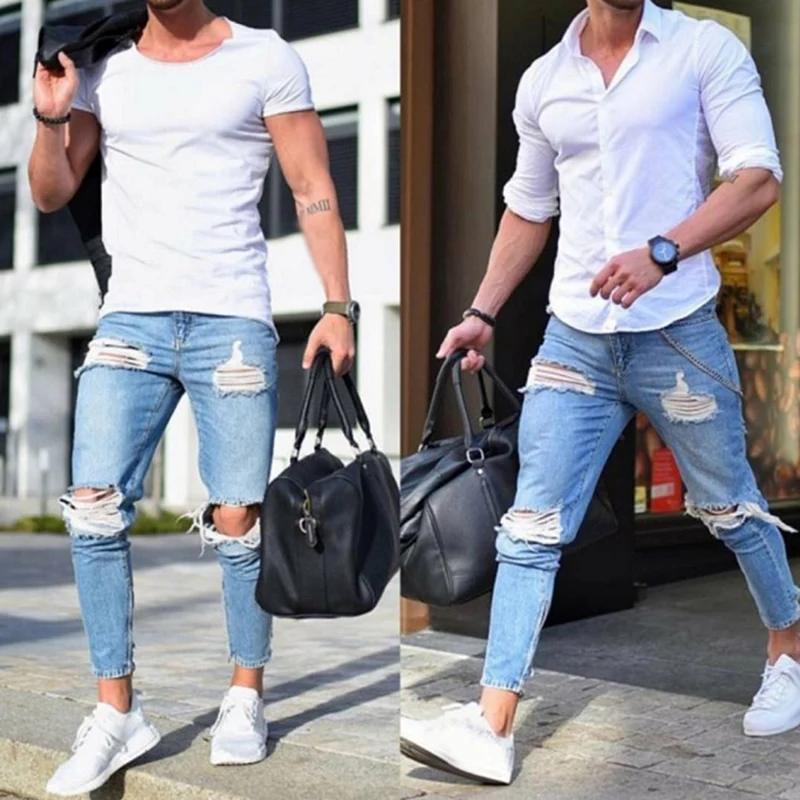 Men's Denim Pant Stretch Destroyed Ripped Design Fashion Ankle Pants Zipper Skinny Jeans For Men Plus Size Jeans
Men's Denim Pant Stretch Destroyed Ripped Design Fashion Ankle Pants Zipper Skinny Jeans For Men Plus Size Jeans