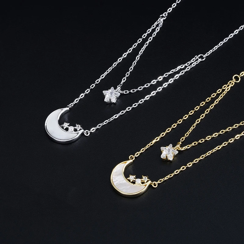 Hiyong 925 Silver Moon Necklace Crystal Star Pendant Necklaces Women Gold Color Beads Horn Crescent Choker Necklaces Jewelry New
Hiyong 925 Silver Moon Necklace Crystal Star Pendant Necklaces Women Gold Color Beads Horn Crescent Choker Necklaces Jewelry New