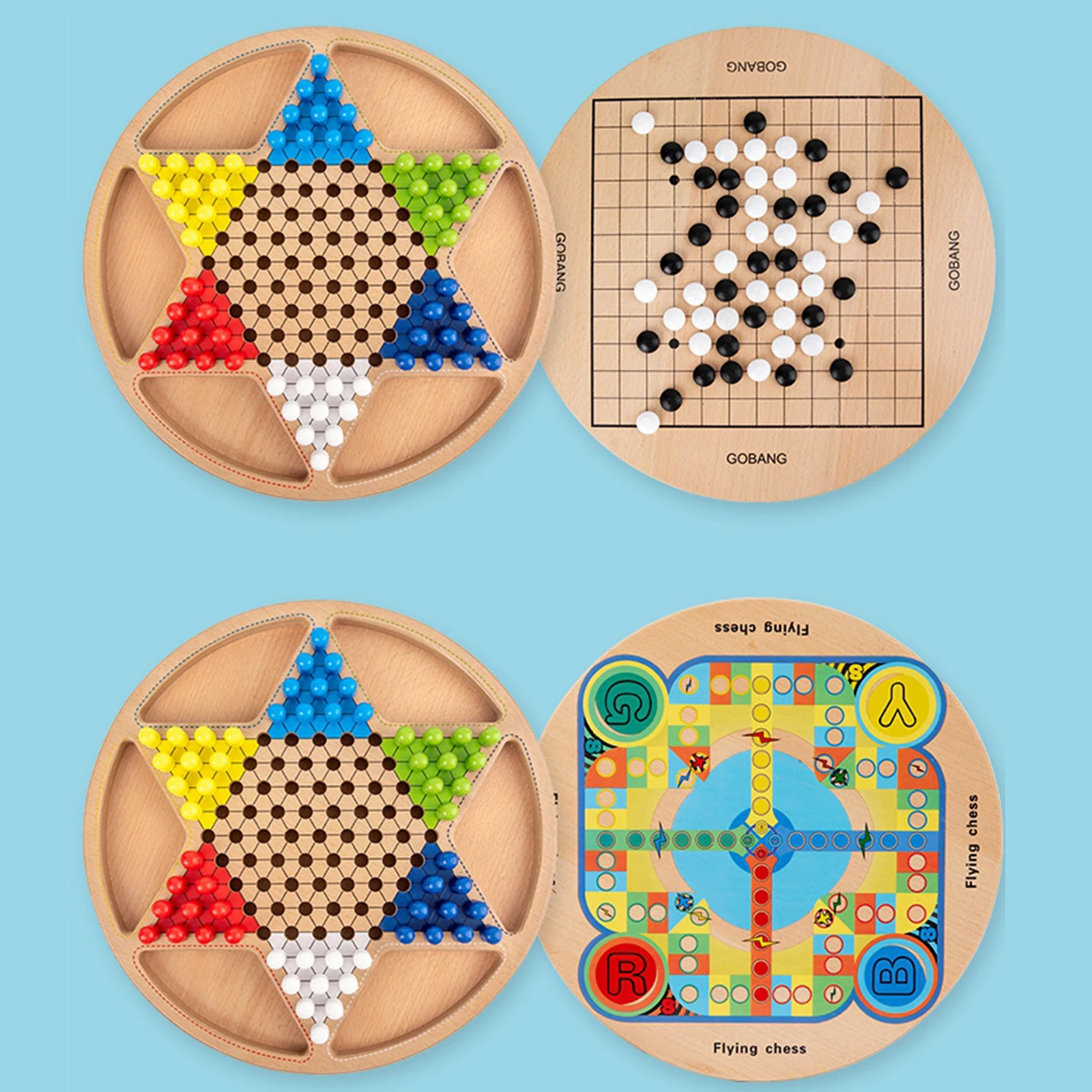 

2 in 1 Chinese Checkers Game Combo Set with Wooden Board and Traditional Pegs Game for Adults, Boys and Girls