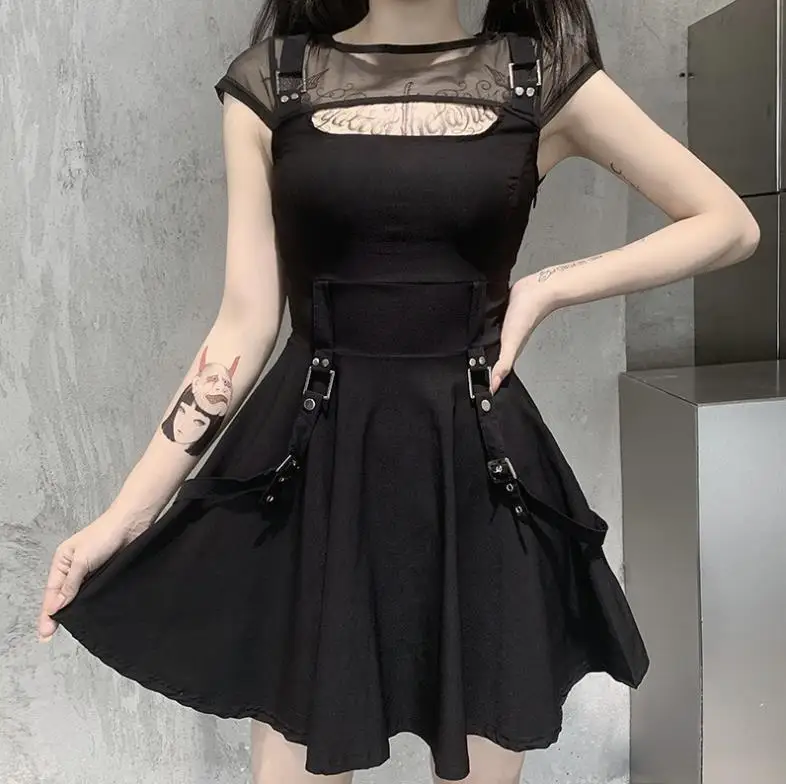 Gothic Dark Mesh A-Line Dress Vintage Goth Women High Waist Black Mini Dress Punk Grunge Streetwear Summer Short Sleeve Dresses
Gothic Dark Mesh A-Line Dress Vintage Goth Women High Waist Black Mini Dress Punk Grunge Streetwear Summer Short Sleeve Dresses