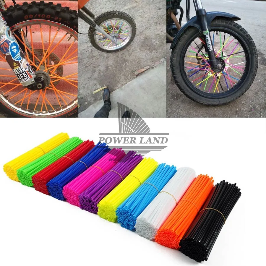 

Colorful Motocross Dirtbike Wheel Rim Wrap Cover Kit 72pcs Spoke Skin Tubes Covers Universal Fit Most of Motorcycle Bike Custom