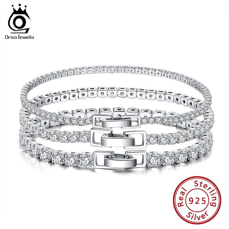 ORSA JEWELS 925 Sterling Silver Tennis Bracelet for Women Luxury Cubic Zircon Bracelet Bridal Wedding Fine Jewelry Gift SB92
ORSA JEWELS 925 Sterling Silver Tennis Bracelet for Women Luxury Cubic Zircon Bracelet Bridal Wedding Fine Jewelry Gift SB92