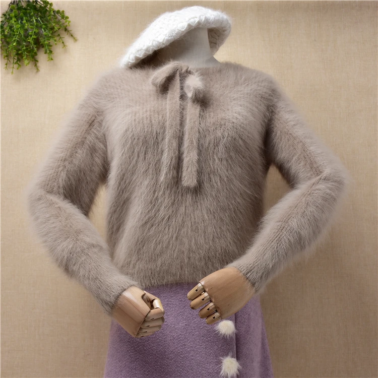 ladies women fashion Fall winter mink cashmere knitted bowtie long sleeves short style slim pullover angora fur jumper sweater
ladies women fashion Fall winter mink cashmere knitted bowtie long sleeves short style slim pullover angora fur jumper sweater