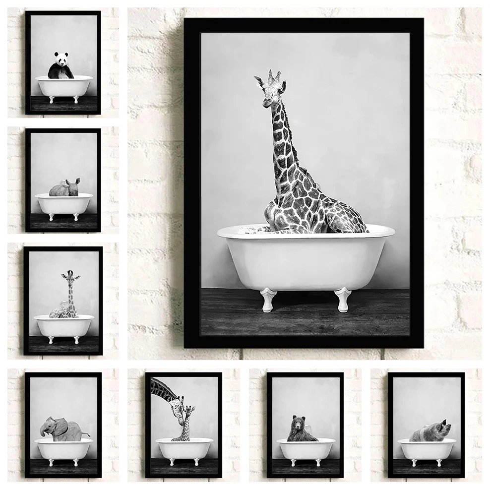 Black and White Animal Bathroom Bathtub Mural Poster Room Children's Room Bedroom Wall Decoration Canvas Art (no Frame)
Black and White Animal Bathroom Bathtub Mural Poster Room Children's Room Bedroom Wall Decoration Canvas Art (no Frame)