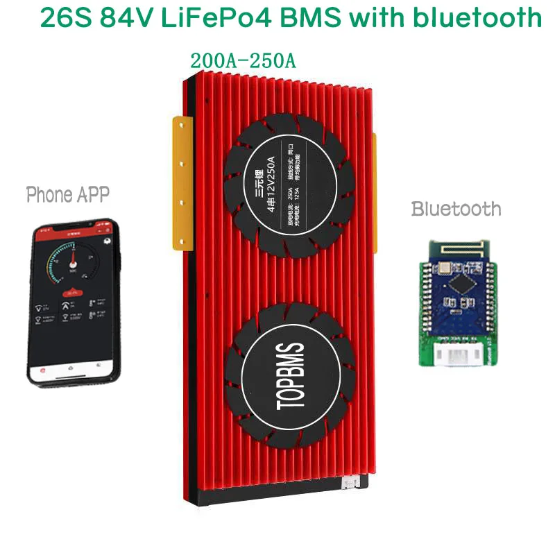 26 S 84V LiFePo4 BMS 200A250A с Bluetooth телефоном приложение RS485 CAN NTC UART GPS для батареи 3 2 V