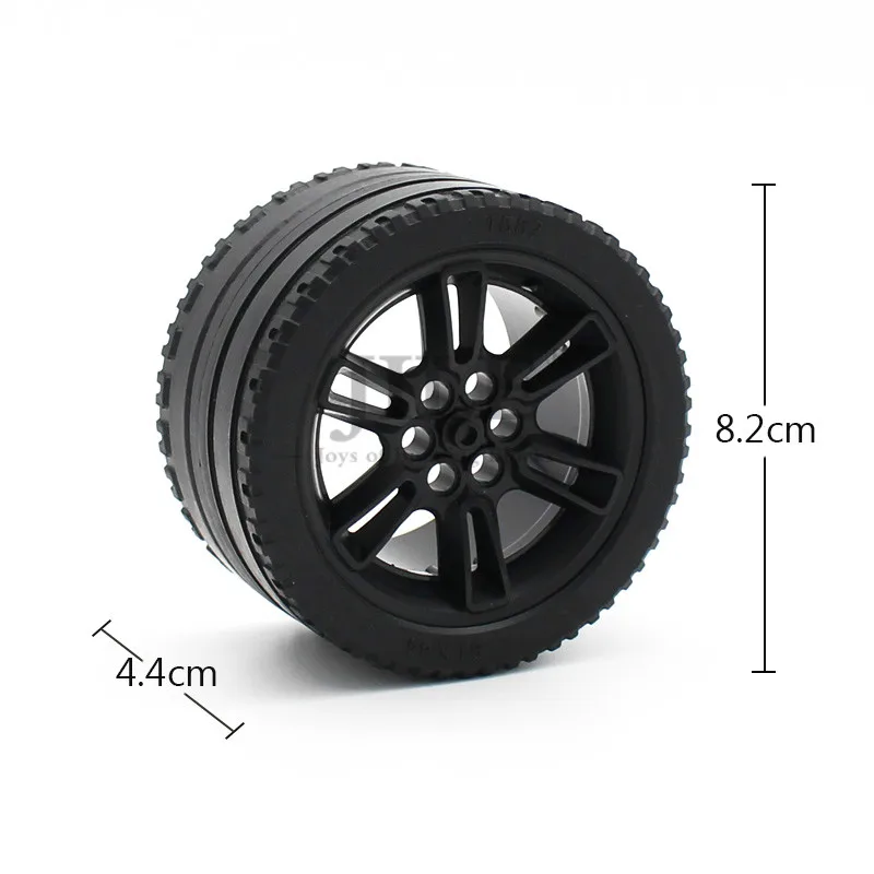 

Technology Wheel 62.3mm D. x 42mm Technic Racing Large with Black Tire 81.6 x 44 ZR Technic Straight Tread (23800 / 23799) 911