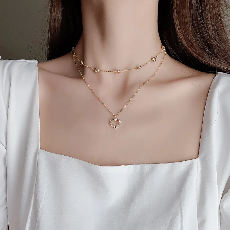 Double-Layer Chain Gold Color Love Pendant Choker Necklace for Women Zircon Hollow Heart Charm Chains Necklace Christmas Gift
Double-Layer Chain Gold Color Love Pendant Choker Necklace for Women Zircon Hollow Heart Charm Chains Necklace Christmas Gift