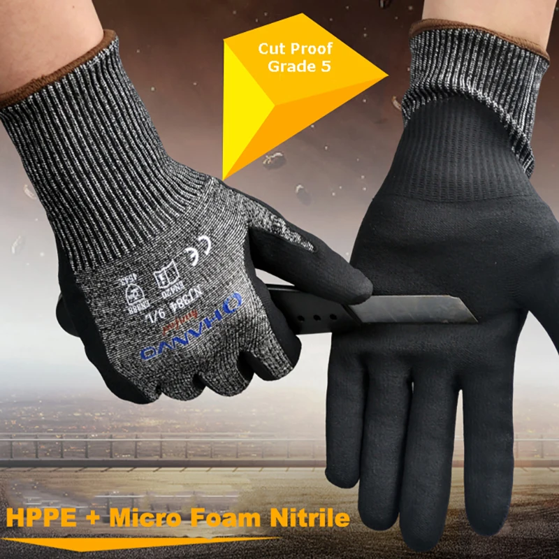 

HPPE Stain Steel Micro Foam Nitrile Maxi High Flex CE ANSI A4 Anti Cut Resistant Proof Glass Handling Safety Butcher Work Glove