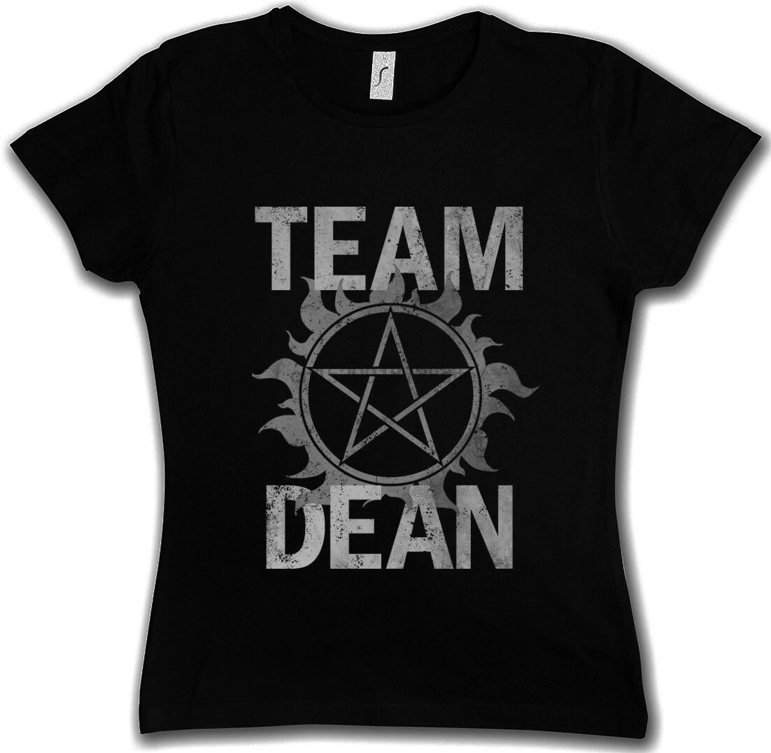 

Team DEAN Woman T-Shirt Supernatural Fun Logo pentragramm Pentacle Flaming Sam