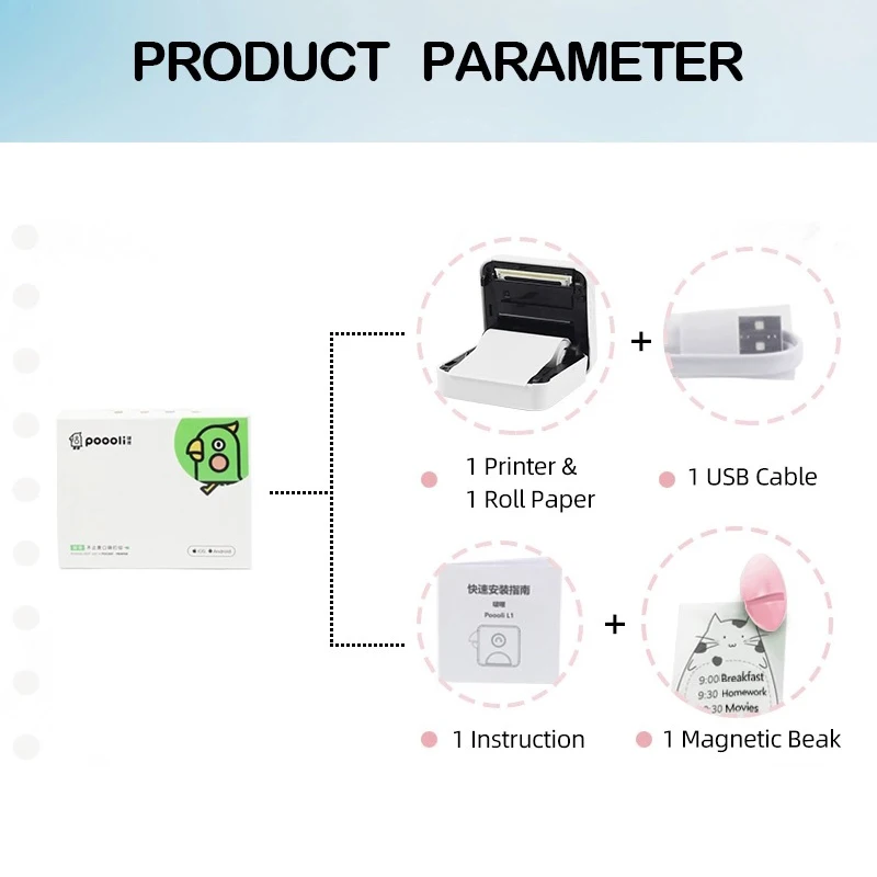 Thermal Mini Photo Pocket Printer 304dpi Poooli L2 Wireless Mobile Label Sticker Printers 4 Colors for Android IOS Windows
Thermal Mini Photo Pocket Printer 304dpi Poooli L2 Wireless Mobile Label Sticker Printers 4 Colors for Android IOS Windows
