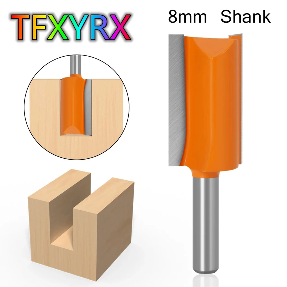 

1pc 8mm Shank Straight Flush Trim Router Bit Double Flute Milling Cutter for Wood Tungsten Carbide Woodwork Tool