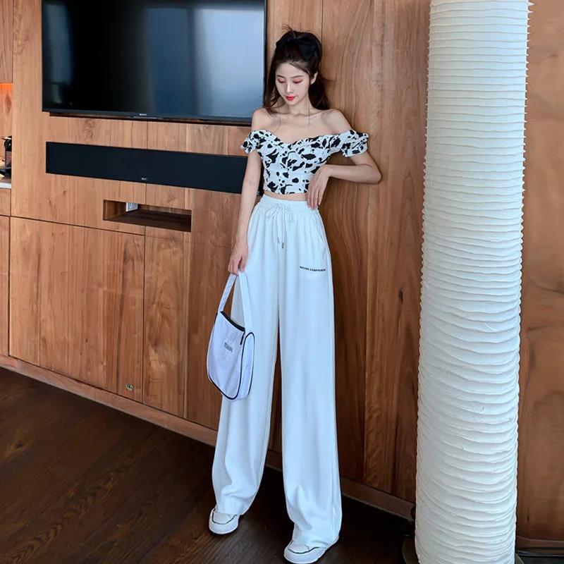 Summer Ice Silk Loose White Wide Leg Pants Women's Summer Thin High Waist Drape Spring and Autumn Small Thin Track Pants
Summer Ice Silk Loose White Wide Leg Pants Women's Summer Thin High Waist Drape Spring and Autumn Small Thin Track Pants