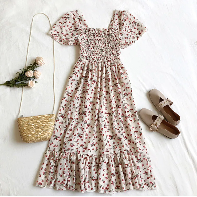 Floral Dress Boho Puff Sleeve Square Neck Dress Women Vintage Summer Beach Dresses 2021 Korean Kawaii Ruffle Clothes Vestidos 
Floral Dress Boho Puff Sleeve Square Neck Dress Women Vintage Summer Beach Dresses 2021 Korean Kawaii Ruffle Clothes Vestidos