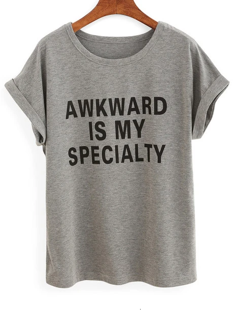New arrival "AWKWARD IS MY SPECIALTY" Unisex funny T shirt fashion t shirt tops women t shirt tees short sleeve tshirt- K360
New arrival "AWKWARD IS MY SPECIALTY" Unisex funny T shirt fashion t shirt tops women t shirt tees short sleeve tshirt- K360