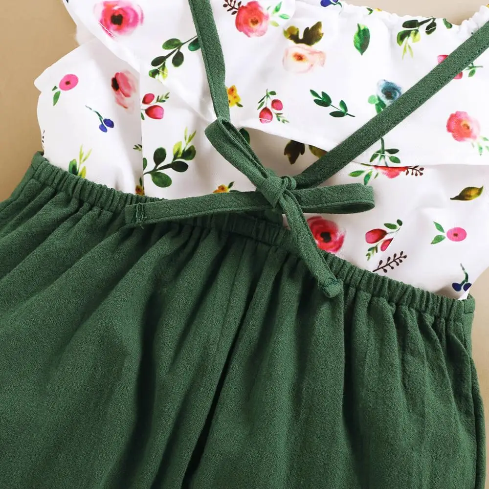 Infant Girl Clothes 12-18 Months Baby Clothes For Girls Short Sleeve Floral Top Solid Pink Green Suspender Jumpsuit Summer Set
Infant Girl Clothes 12-18 Months Baby Clothes For Girls Short Sleeve Floral Top Solid Pink Green Suspender Jumpsuit Summer Set