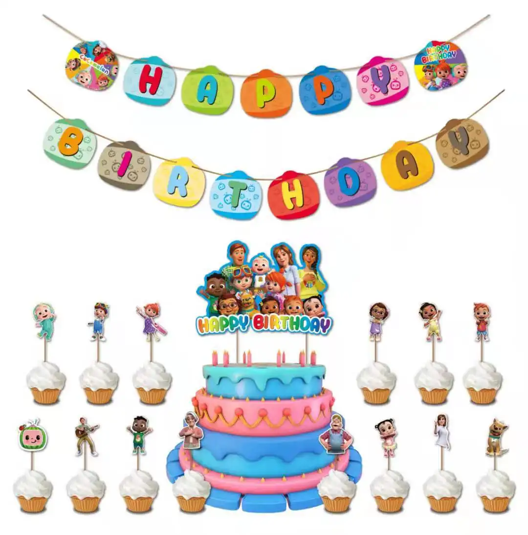 New cocomelon Cartoon Theme Birthday Party Decoration Decoration Set Kids Like Pull Flag Cake Flag Toothpicks Insert Card Set
New cocomelon Cartoon Theme Birthday Party Decoration Decoration Set Kids Like Pull Flag Cake Flag Toothpicks Insert Card Set