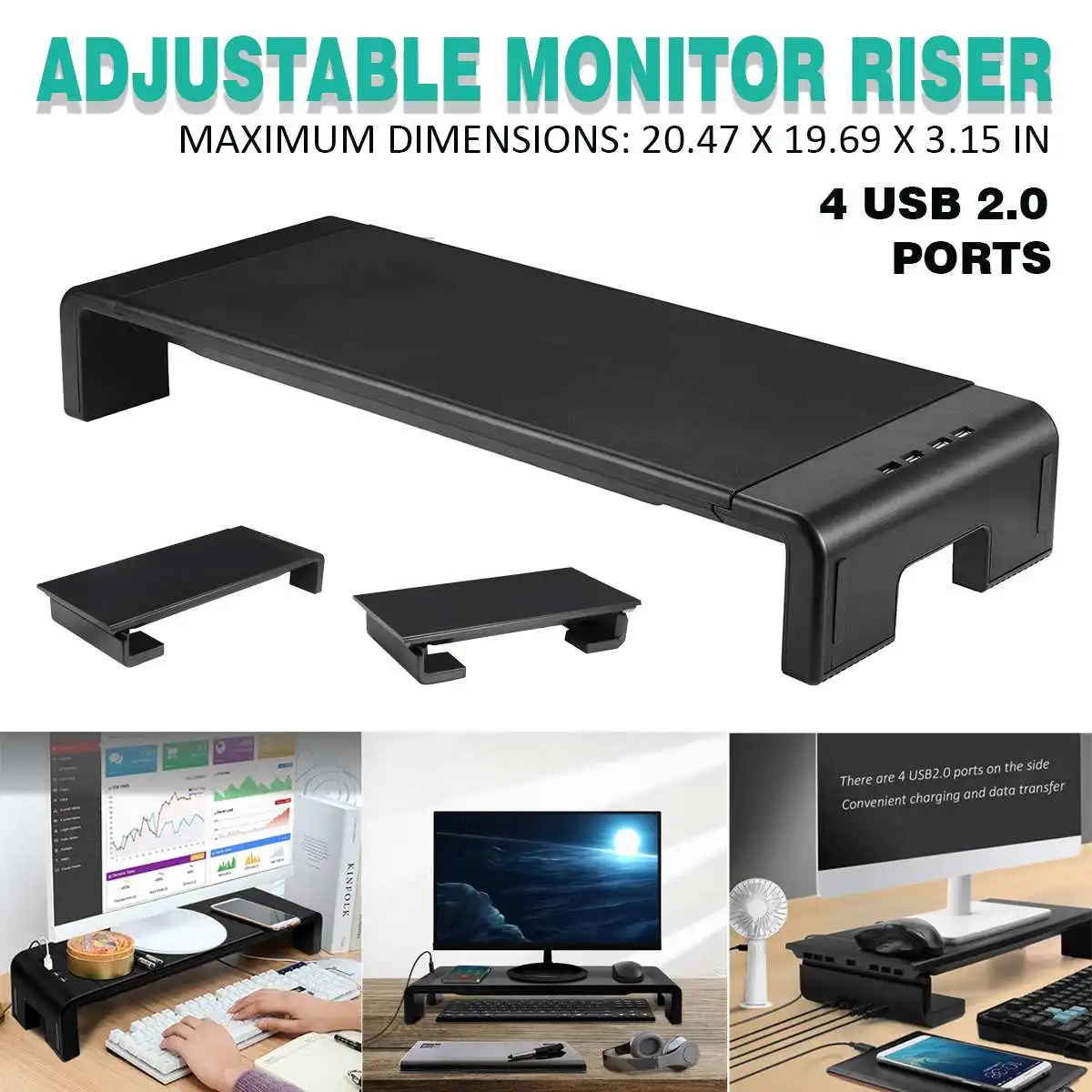 Подставка для монитора на 4 USB-порта, Многофункциональная подставка для монитора, для настольного компьютера, телевизора, аксессуар
Подставка для монитора на 4 USB-порта, Многофункциональная подставка для монитора, для настольного компьютера, телевизора, аксессуар