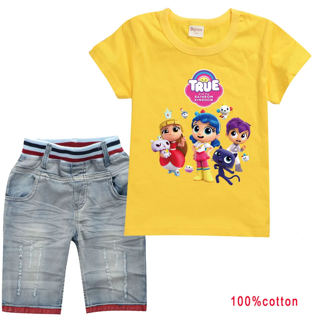 Kids True and The Rainbow Kingdom Clothes Baby Boys Cotton Short Sleeves T Shirt Denim Shorts 2pcs Sets Toddler Girl Outfits 
Kids True and The Rainbow Kingdom Clothes Baby Boys Cotton Short Sleeves T Shirt Denim Shorts 2pcs Sets Toddler Girl Outfits