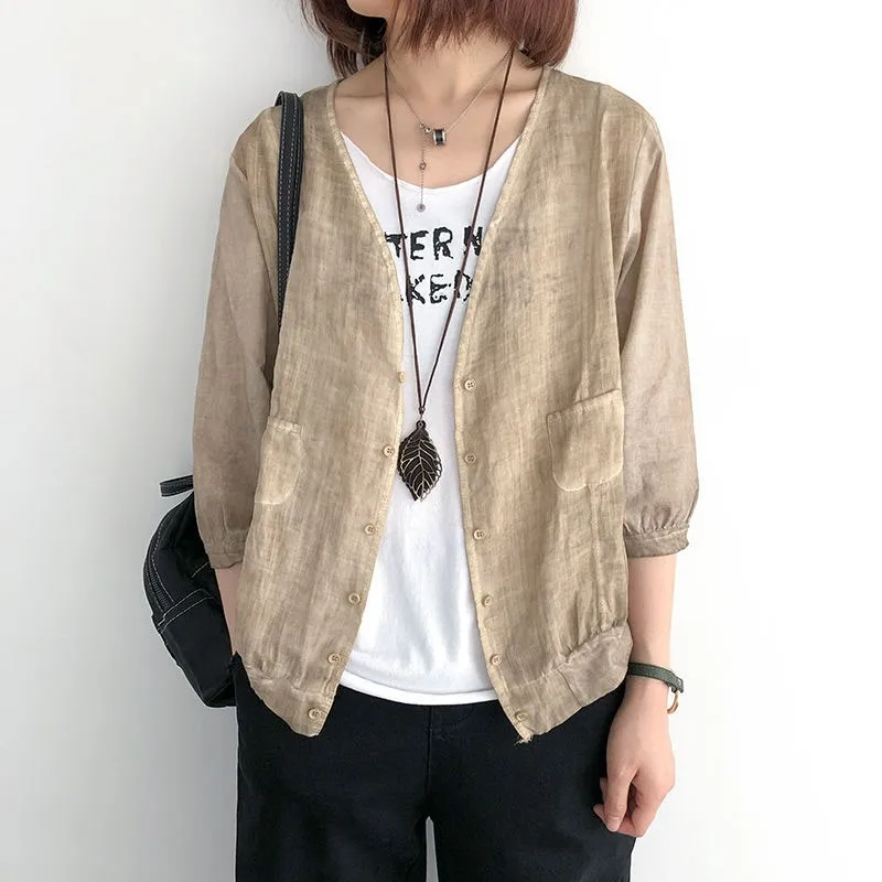 New Arrival Spring Autumn Arts Style Women 3/4 Sleeve Loose Linen Short Coat Jackets Single Breasted V-neck Vintage Tops M253
New Arrival Spring Autumn Arts Style Women 3/4 Sleeve Loose Linen Short Coat Jackets Single Breasted V-neck Vintage Tops M253