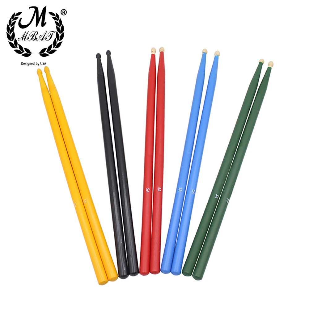 

M MBAT 1 Pair Maple Lightweight Drum Sticks High quality Percussion Instrument Accessories Music Tools Multi Colors Drumsticks