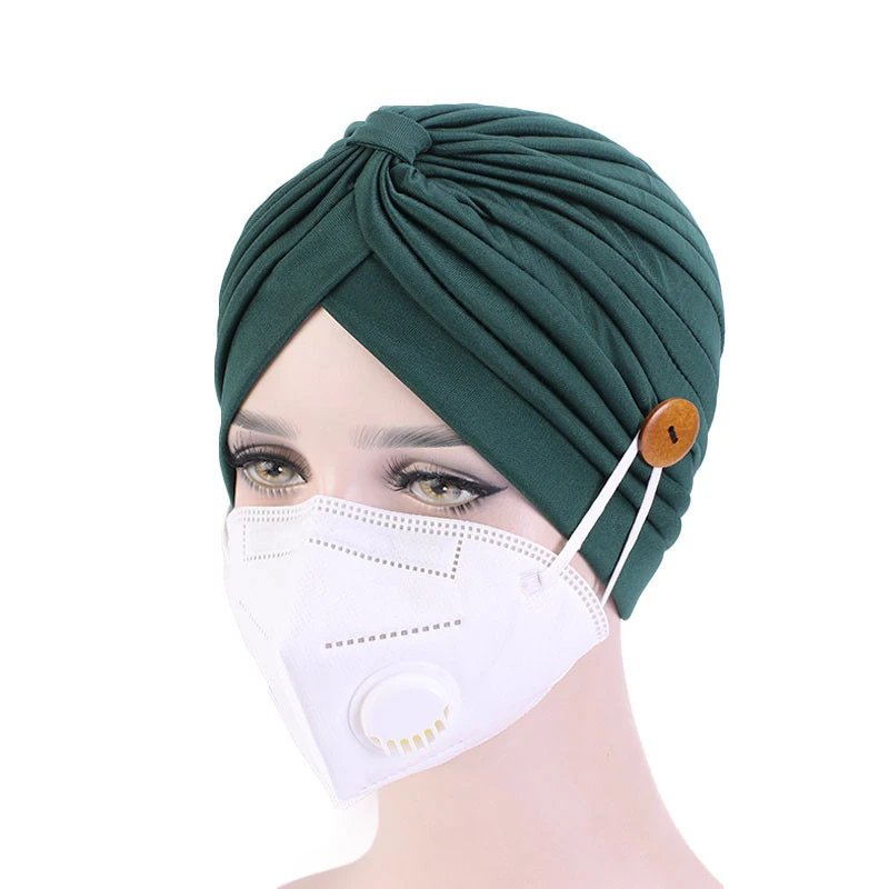 Fashion Turban Cap for Women Soft Cotton Muslim Hats Female Inner Hijab Caps Mask Button Arab Indian Bonnet Wrap Head Scarf Hat |