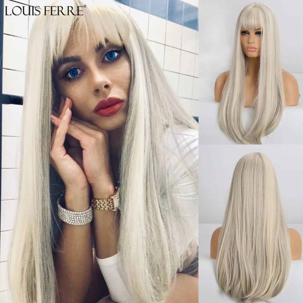 LOUIS FERRE Long Straight Synthetic Wigs Women's Mixed White Gray Wig with Bangs Cosplay Party Hair Wigs High Temperature Fiber
LOUIS FERRE Long Straight Synthetic Wigs Women's Mixed White Gray Wig with Bangs Cosplay Party Hair Wigs High Temperature Fiber