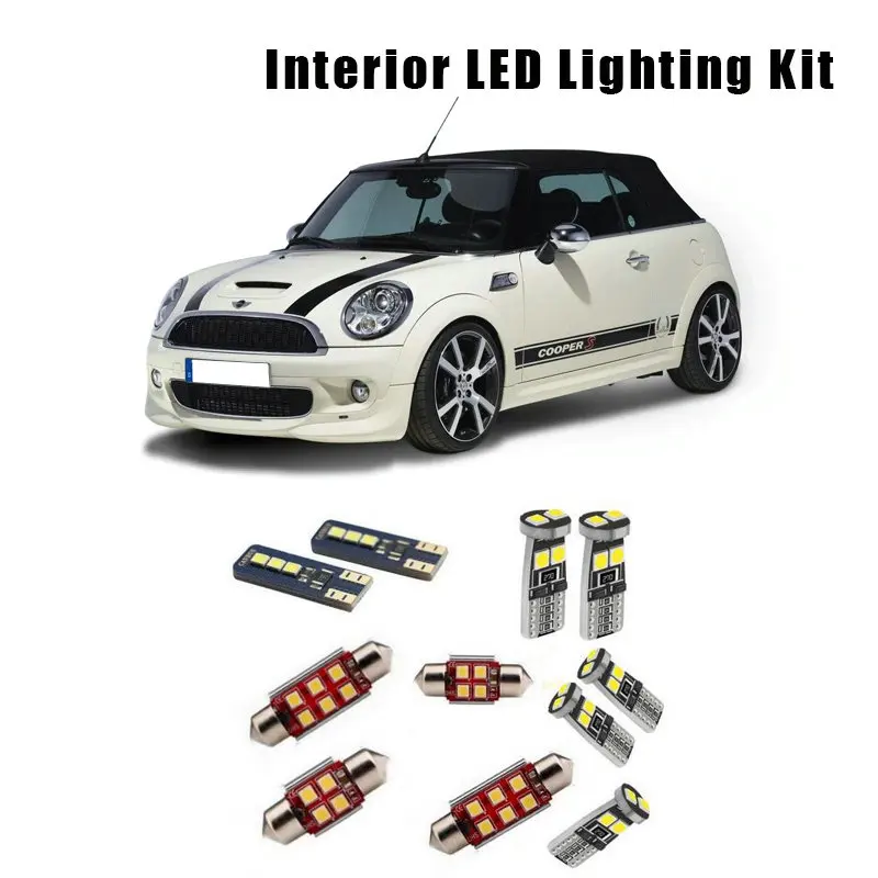 

For 2009-2018 MINI Cooper Cabrio Convertible R57 12pcs White Canbus Error Free LED Interior Map Dome Light Lamp Package Kit