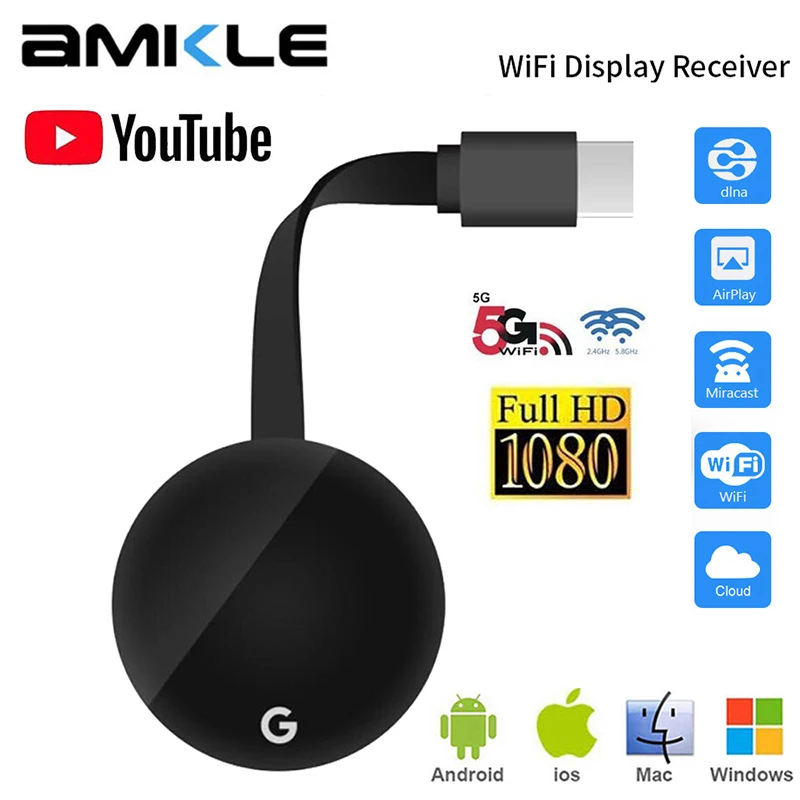 AMKLE TV Stick 5G Wifi 1080P G7S Display Receiver For Anycast TV Receiver HDMI-compatible Miracast TV Dongle For Ios Android
AMKLE TV Stick 5G Wifi 1080P G7S Display Receiver For Anycast TV Receiver HDMI-compatible Miracast TV Dongle For Ios Android
