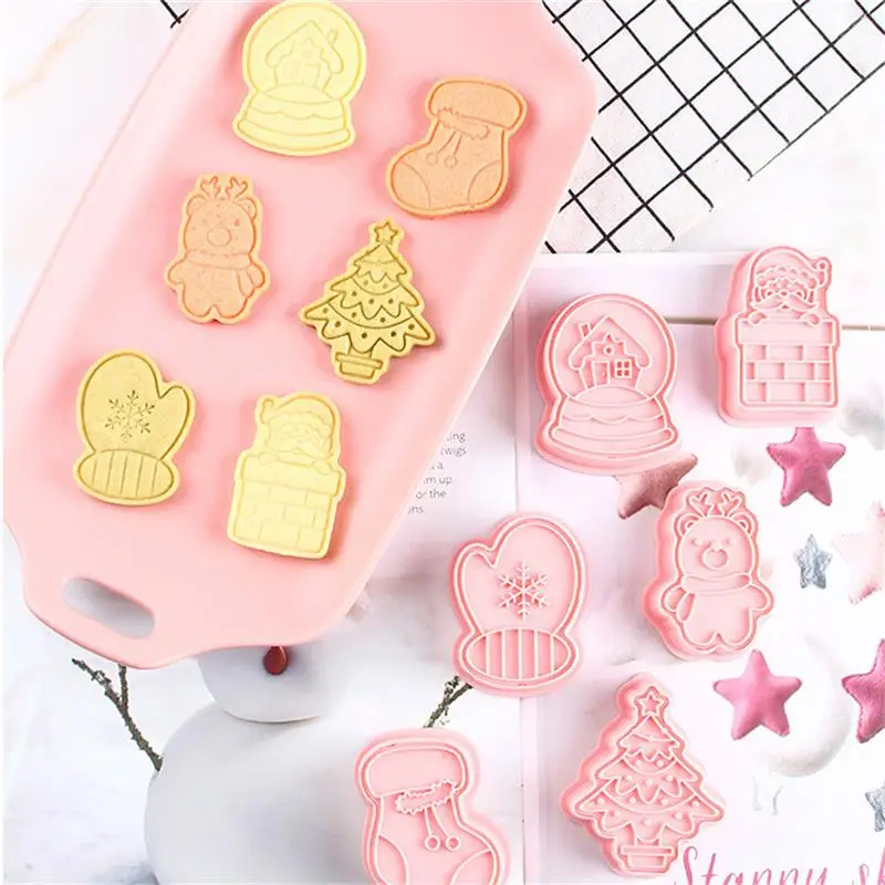 6 штук Рождественские формочки для печенья 3D бисквит Фондант прессформы штампы пластиковые Push-type бытовые инструменты для выпечки
6 штук Рождественские формочки для печенья 3D бисквит Фондант прессформы штампы пластиковые Push-type бытовые инструменты для выпечки